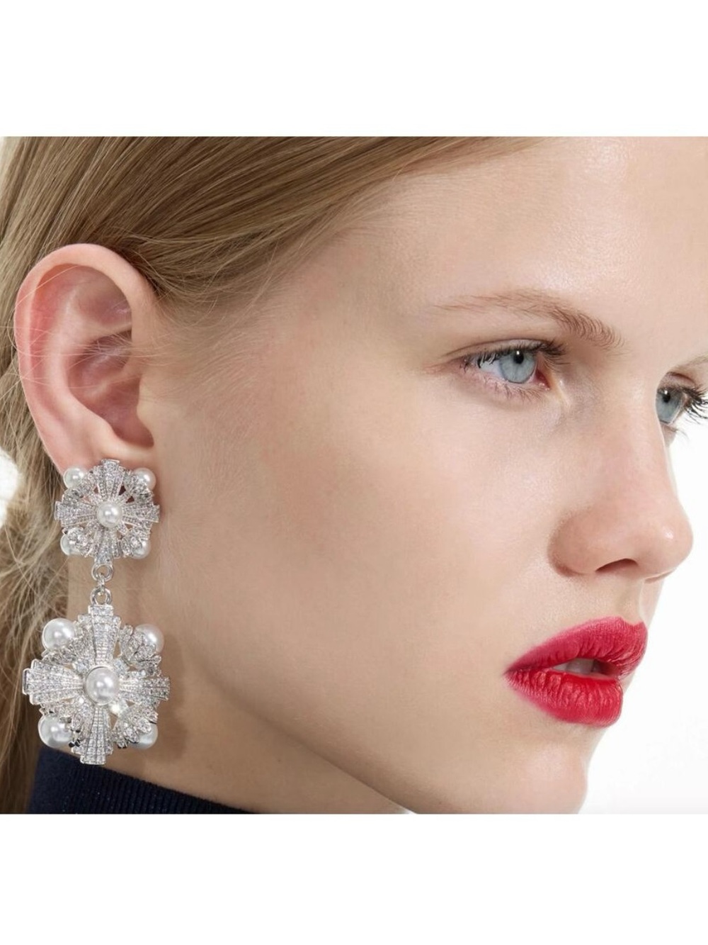 NWOT Self-Portrait Silver Encrusted
Tiered Earrings
